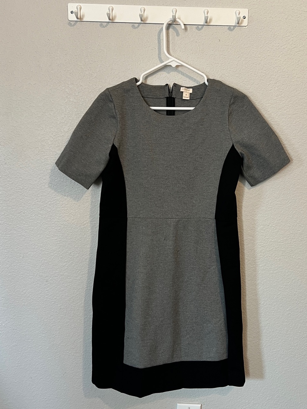 J. Crew Gray and Black Ponte Sheath Dress